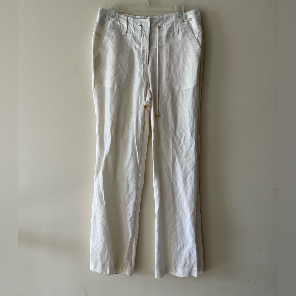 White Drawstring Linen Pants